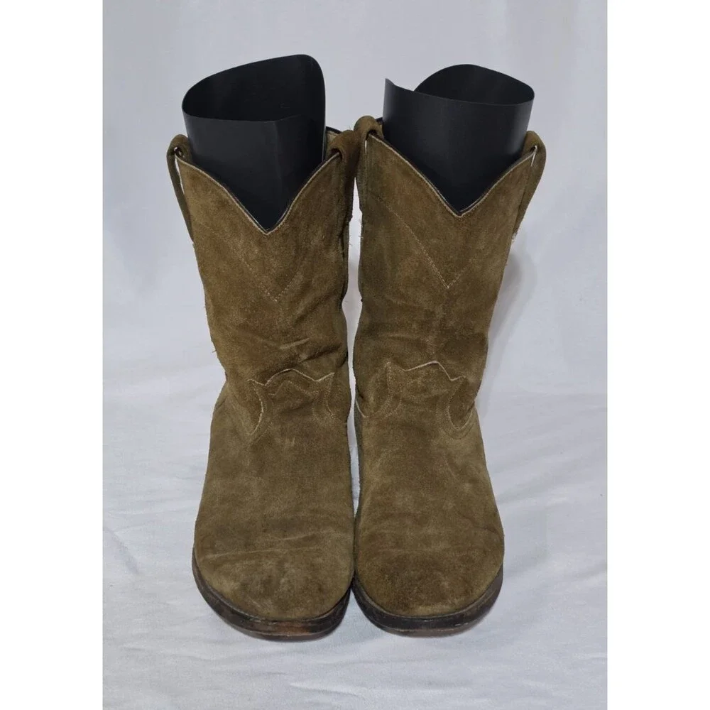 Caborca Mens Vintage Brown Suede Leather Cowboy Boots Size 8.5 US 26.5 Mex Wide
